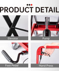 Product details of Heavy Duty 500 Lb Hydraulic Manual Scissor Lift Table Cart with foot pedal and hand press.