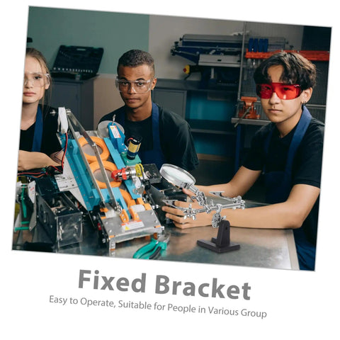 Students using Adjustable Third Hand Soldering Station With Magnifying Glass And Dual Alligator Clips for electronic projects