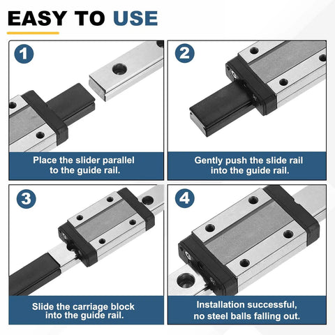 Step-by-step guide for 50Mm Linear Guide Rail With MGN9H Carriage, installation on tiny CNC machines and 3D printers.