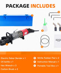 Image of Electric Hydraulic Rebar Bender 1400W With 22 Ton Force Bends 14 To 22mm Rebar In 2.5 To 3.5 Seconds 110 Volt Portable Copper Motor alongside included accessories.