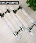 Clear Acrylic Push Pull Door Handle Set For Double Sided Use On Shower Barn Hotel And Patio Doors With Easy Installation No Fuss Durable Replacement Kit And All Hardware Included