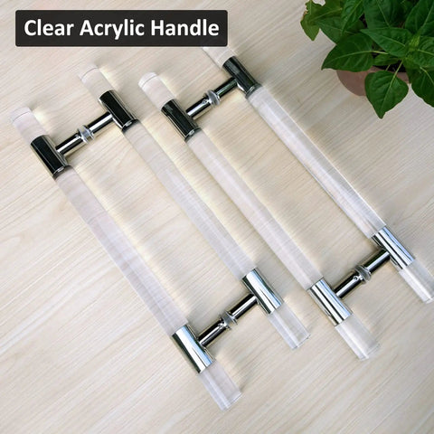 Clear Acrylic Push Pull Door Handle Set For Double Sided Use On Shower Barn Hotel And Patio Doors With Easy Installation No Fuss Durable Replacement Kit And All Hardware Included