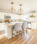 Sleek Gold LED Chandelier Pendant Lights With 4000K Brightness Dimmable And Adjustable Hanging Fixture in modern kitchen