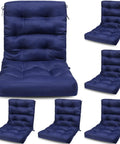 Six Pack Outdoor Patio Chair Cushions 20x40 Inch Waterproof All Weather Thickened Seat Pads For Rocking Deck Garden Furniture Navy Blue