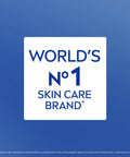 Image showing text "WORLD'S No1 SKIN CARE BRAND*" on a blue background, highlighting brand recognition.