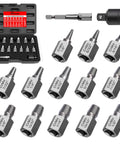 Fifteen Piece Screw Extractor Set For Stripped Bolts And Rusted Screws With Three Eighths Inch Drive Hex Head Multi Spline Design Kit