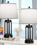 Set Of Two Farmhouse Style Table Lamps With USB Ports And AC Outlet 3 Way Dimmable Touch Bedside Lamps For A Cozy Vibe