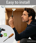 Man installing 8 Pack White Magnetic Push To Open Cabinet Latches Kit With 8 Strike Plates And 40 Fixing Screws Easy Install