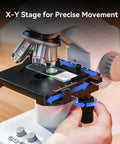 Close-up of 7-Inch Screen Digital Microscope With X-Y Stage, HDMI And USB Output, demonstrating precise movement control.
