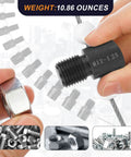 Nut And Bolt Thread Checker With 26 Male And Female Gauges 14 Inch And 12 Metric, close-up of gauge and nut in hand