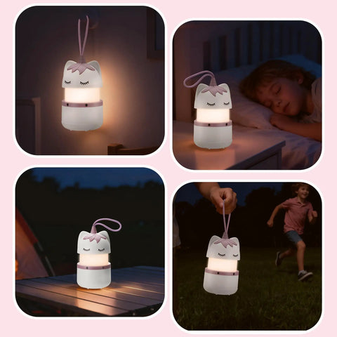 Two Pack Unicorn Themed Kids Camping Lanterns with RGB Multicolor Lights shown in various settings, highlighting durability and use.