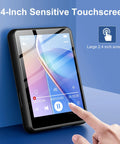 128GB Bluetooth 5.4 MP3 Player With 2.4 Inch Touch Screen Portable HiFi Lossless Sound FM Radio Ebook Voice Recorder Expandable To 512GB Perfect For Travel Gym Hiking Running Black, showing touchscreen detail