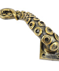 Dope Octopus Resin Door Handle, Vintage Bronze Cupboard Furniture Pull with steampunk tentacle design, mounted on square base.