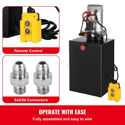 Electric Hydraulic Pump 20 Quart Double Acting With Metal Reservoir For Dump Trailers Heavy Duty And Easy To Install Built In Overpressure Relief Valve For Safe Reliable Power Preassembled And Ready To Run