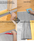Installation steps for 10 Foot Self Adhesive Floor Transition Strip In Gray Wood Grain Design, Vinyl Carpet Threshold Divider