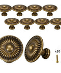 Ten Pack One And One Quarter Inch Glossy Black Zinc Euro Style Cabinet Knobs Drawer Pulls And Door Handles For Kitchen And Dresser Antique Patterned Hardware with screws