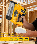 Slick 2In1 Cordless Brad Nailer And Staple Gun Works With 20V Batteries For Woodworking and home DIY tasks, held in hand.