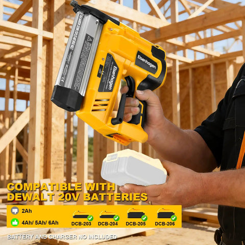 Slick 2In1 Cordless Brad Nailer And Staple Gun Works With 20V Batteries For Woodworking and home DIY tasks, held in hand.