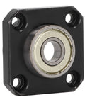 Beefy FF12 End Bearing Block in carbon steel, 12mm inner diameter, heavy duty support for SFU1605 SFU1204, front view