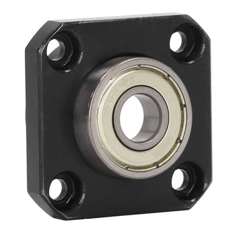 Beefy FF12 End Bearing Block in carbon steel, 12mm inner diameter, heavy duty support for SFU1605 SFU1204, front view