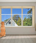 Adjustable Wide Window Guard For Kids, Durable Indoor Window Bar To Prevent Falls, easy install on large window with dog nearby