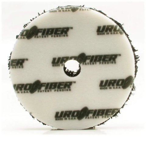 URO-Fiber Microfiber Pad for Car Polishing and Buffing, five inch, front view showing logo, designed for dual action polishers.