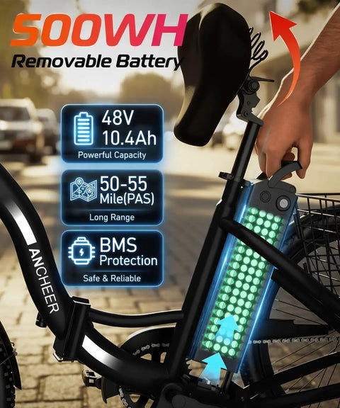 Folding Electric Tricycle For Adults With 3 Wheels 600W Peak Power 24 Inch Wheel 499Wh Battery Removable Battery LCD Display Rear Differential Basket Senior Friendly Easy Cruising Daily Neighborhood Rides, removable 48V 10.4Ah battery