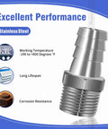 NPT 1 Inch Male Thread to 1 Inch OD Barb Stainless Steel Pipe Fitting for Connecting 1 Inch ID Air Hose Tubing Pack of 2 with performance features