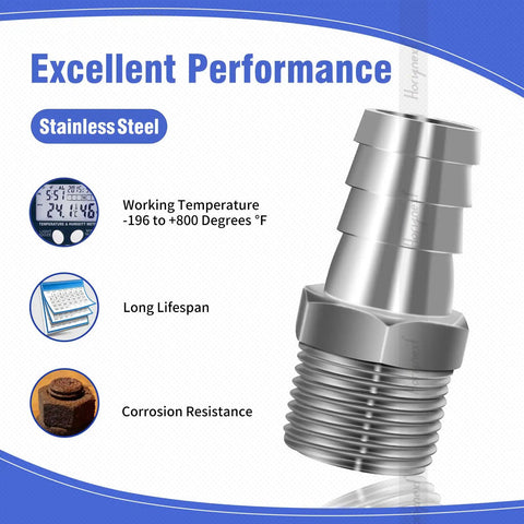 NPT 1 Inch Male Thread to 1 Inch OD Barb Stainless Steel Pipe Fitting for Connecting 1 Inch ID Air Hose Tubing Pack of 2 with performance features