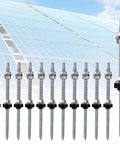 Straight Up Heavy-Duty Stainless Steel Hanger Bolts M10x200, No-Sweat Pre-Assembled Height Adjustable V2a Hardware For Solar Roof Panel Mounting, 8 Pack Go-Getter Kit arranged for solar panel installation.