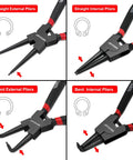 Beefy 9 Inch Snap Ring Pliers Set Heavy Duty 4 Pieces Internal External Circlip Pliers Kit With Straight And Bent Jaw Tips