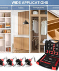 Right Angle Corner Clamp Set For Woodworking Pro Grade Aluminum Alloy Four Pack Five Point Five Inch Square Positioning Squares Heavy Duty 90 Degree Precision Ideal For Picture Frames Boxes Cabinets And Drawers, shown with tool case and various applications