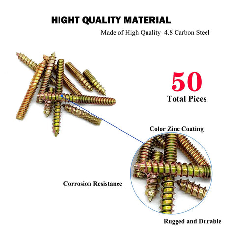 50 Pack Assorted Hanger Bolts Kit With Six Lengths Including 5/32-32 Thread, corrosion-resistant carbon steel