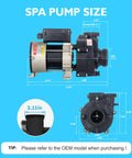 Heavy Duty 1.5 Horsepower Hot Tub Spa Pump Replacement Delivering Sweet Kickin Flow And Power 163 Gallons Per Minute With Two Inch Plumbing For Fast Swap dimensions and size details.