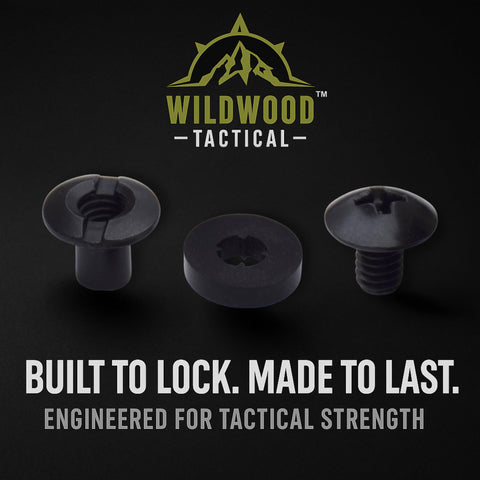 DIY Chicago Screws Set For Kydex And Leather Holsters And Knife Sheaths One Quarter Inch with Wildwood Tactical logo