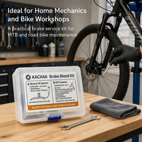 DIY Friendly Brake Bleed Kit For Maven DB8 DB4 DB6 Mineral Oil And Avid DOT 4/5.1 Hydraulic Disc Brakes kit on workbench