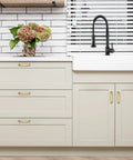 Kitchen cabinets with Champagne Bronze Cabinet Pulls 3-3/4 Inch Center To Center Drawer Handles Zinc Alloy 25 Pack visible