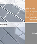 Comparison of framed and unframed glass peel and stick subway tile backsplash for kitchen self adhesive, easy install 5 sheets, 5 sq ft.
