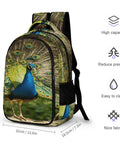Go To Everyday Carry Unisex Peacock Print Backpack With Full Tail Spread Design, showcasing large capacity and zipper closure