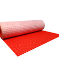 Built Like A Tank Uncoupling Membrane Roll For Electric Radiant Floor Heating Systems with waterproof surface in red, covering 161 sq ft.
