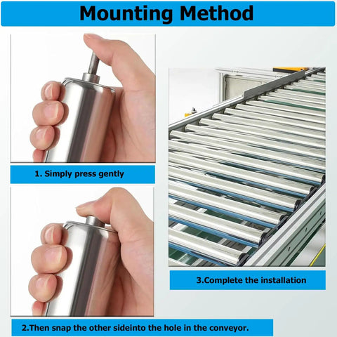 Installation guide for Five Piece Set Stainless Steel Gravity Conveyor Rollers Heavy Duty Replacement Parts Industrial Grade.