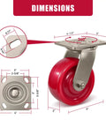 Heavy Duty Industrial Casters With Tough As Nails Solid Polyurethane Wheels And Rust Proof Stainless Steel Brackets detailed dimensions guide