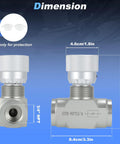 Dimensions diagram of a Three Quarter Inch NPT Ports Hydraulic Flow Control Needle Valve 5800 PSI Two Way Bidirectional.