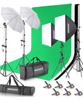 Pro Grade Photo Lighting Gear Kit with backdrops and stands for studio photo and video shoots eight point five by ten foot backdrop set