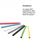 Heat Shrink Tubing FP301 Black Assorted Kit With 102 Flexible Polyolefin Tubes, colorful tube selection on white background