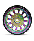 Brass 1.3 Inch Beadlock Wheels For 1/18 To 1/24 RC Crawlers With Low CG Weighting And Minus 5.40mm Offset CNC 7mm Hex Rims Iridescent Green