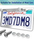 2 Pack Heavy Duty Stainless Steel License Plate Frame Mirror Polished Front And Rear Car Tag Holder With Screws And Chrome Caps