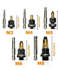 Rivet Nut Tool Set M3 To M8, Heavy Duty Carbon Steel Riveter For Auto And Industrial Use, Manual Drill Powered, Complete Size Range For Automotive Sheet Metal DIY Projects. M3 M4 M5 M6 M8 adapters