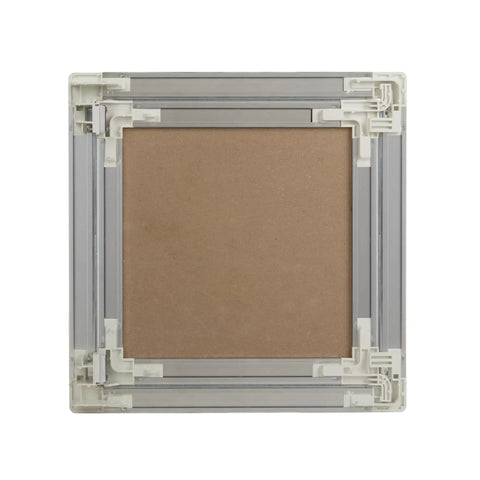 Heavy Duty Touch Latch Tile Access Door For Walls Featuring Seamless Concealed Design Perfect Tile Integration No Sweat Install Super Tight Hush Hush Sound Blocking STC 62 Removable Hatch 12X12 Inches with aluminum frame.
