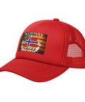 Denim Washed Vintage Adjustable Trucker Cap With Norwegian Flag Dragon Boat Theme Unisex Cowboy Style Hat Lightweight Polyester